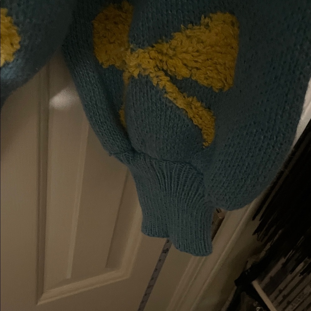 POL Women's Teal Sweater with Yellow Bow Details - Picture 5 of 10